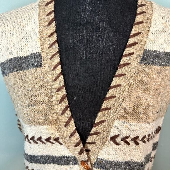 Vintage Westbound Sweater Vest Wool Blend Brown Tan Tasseled - Picture 6 of 8